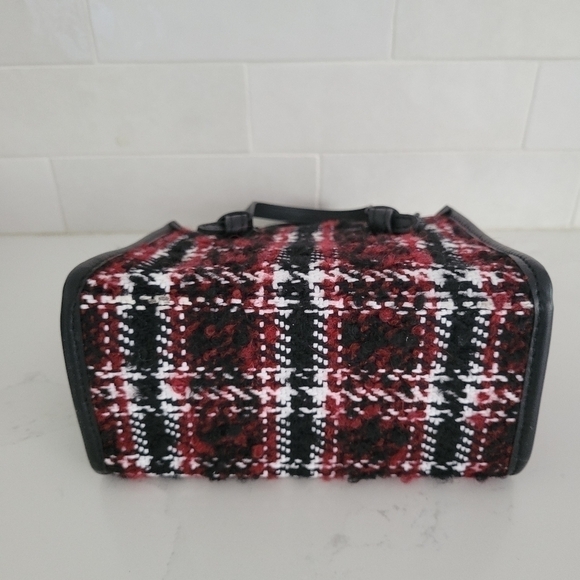 Gianni Chiarini Miss Marcella Mini Tweed Plaid Tote Satchel Purse Bag Red Black - Picture 5 of 10